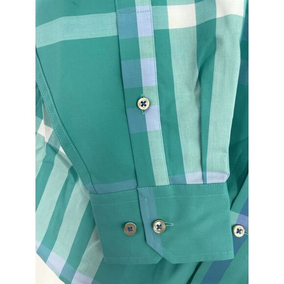 Southern Tide Trim Fit Medium Blue Green Stripe Long Sleeve Mens Button Shirt - Picture 5 of 7
